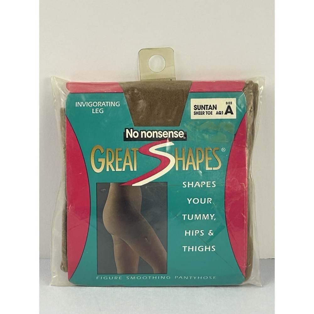 Vintage NOS No Nonsense Great Shapes Pantyhose USA Suntan A Retro NIP Sheer Toe